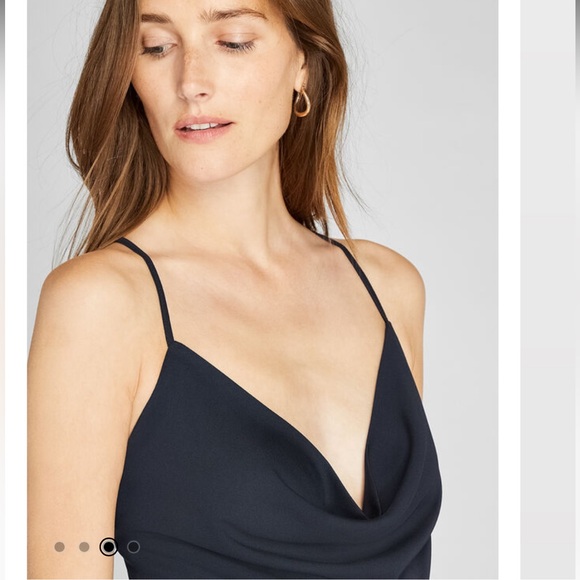 NWT Club Monaco Cowl Neck Maxi Dress Navy Blue Low Back Size Small - Picture 2 of 14